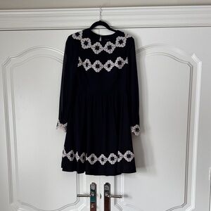 Ted Baker Black Dress with White Floral Design